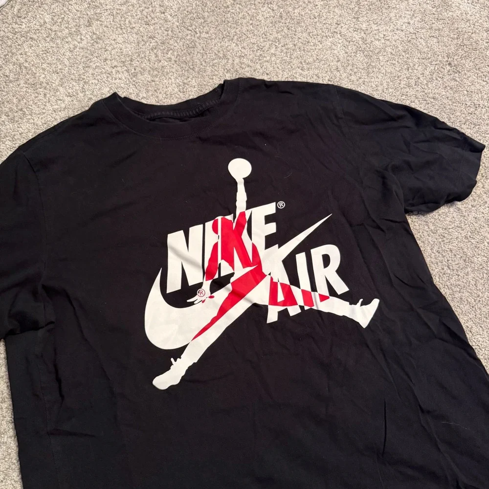 Jordan Mens Nike Air Jumpman Graphic T-Shirt Black Red White Large